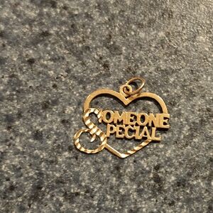 14k Solid Yellow Gold "Someone Special" Heart Pendant